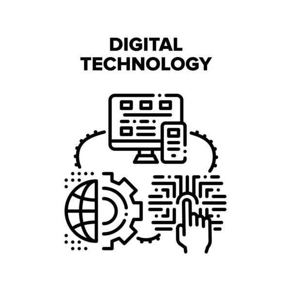 Digital Technology Vector Black Illustration — Stock Vector