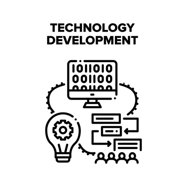 Technologie Entwicklung Vektor Schwarze Illustration — Stockvektor
