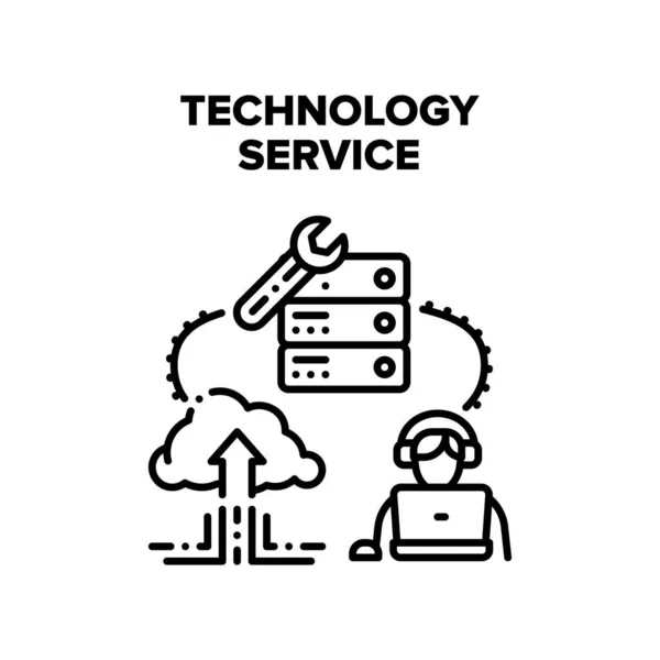 Servicio de Tecnología Vector Negro Ilustración — Vector de stock