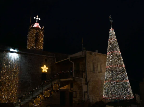 Ilia Israel December 25Th 2021 Church Christmas Tree Decorated Christmas — Zdjęcie stockowe