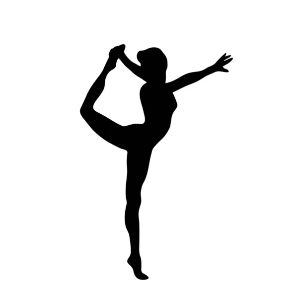 Silhouette de fille gymnastique. Art gymnastique danse femme — Image vectorielle