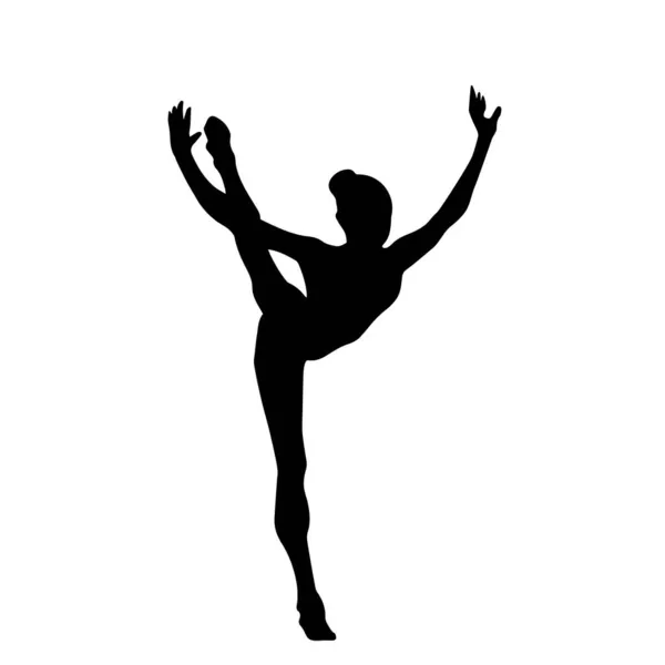 Silhuett av Gymnastisk tjej. Konst i gymnastik dansande kvinna — Stock vektor