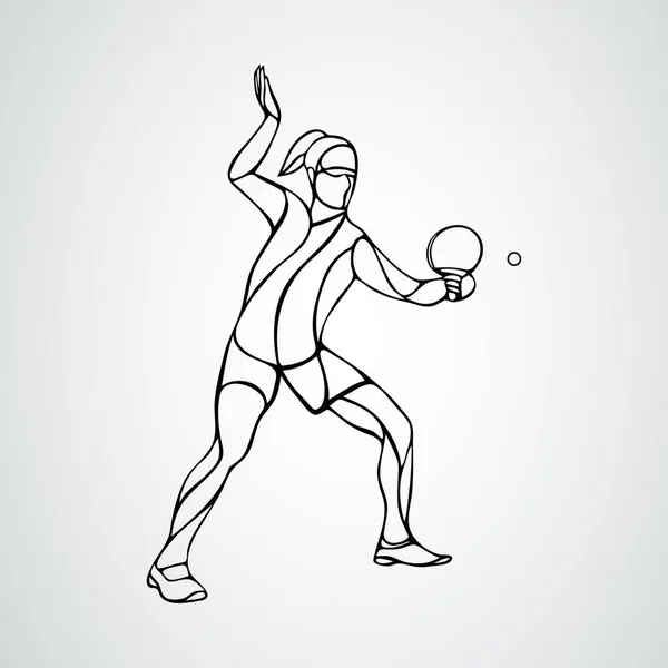 Tenis de Mesa Jugadora con raqueta Forehand Smash — Vector de stock