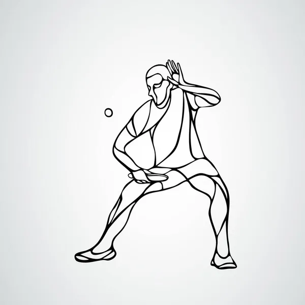 Tenis de Mesa Jugador Masculino con Raqueta Contragolpe de Forehand — Vector de stock