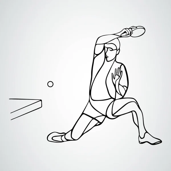Stolní tenis Muž hráč s raketou Forehand Smash — Stockový vektor