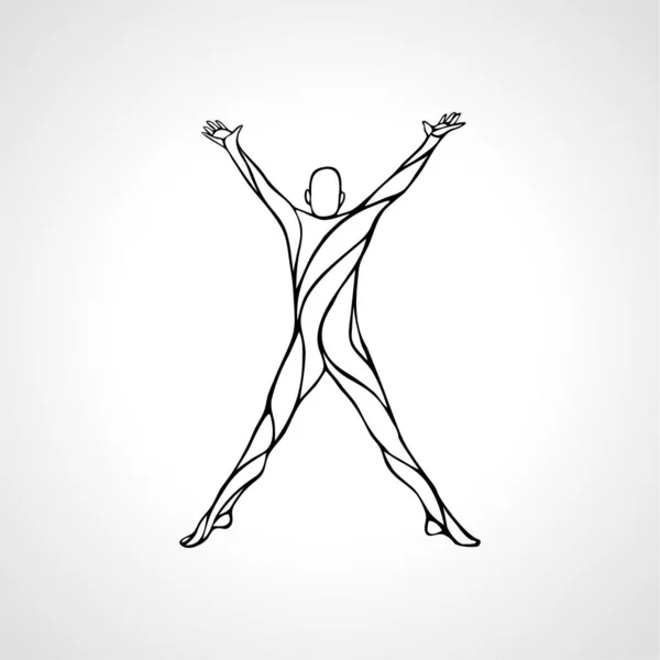 Desintoxicação vida logotipo braço levantado homem silhueta ilustração — Vetor de Stock