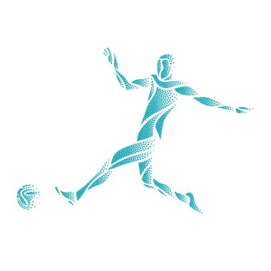 Top, sporcu siluet kicks futbol ya da futbol oyuncu
