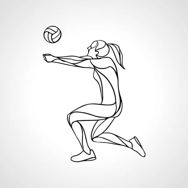 Joueuse de volley-ball femme silhouette passant balle vecteur eps10 — Image vectorielle