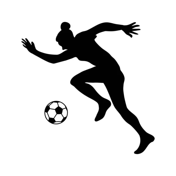 Silhouette soccer woman player. Player shooting. — ストックベクタ