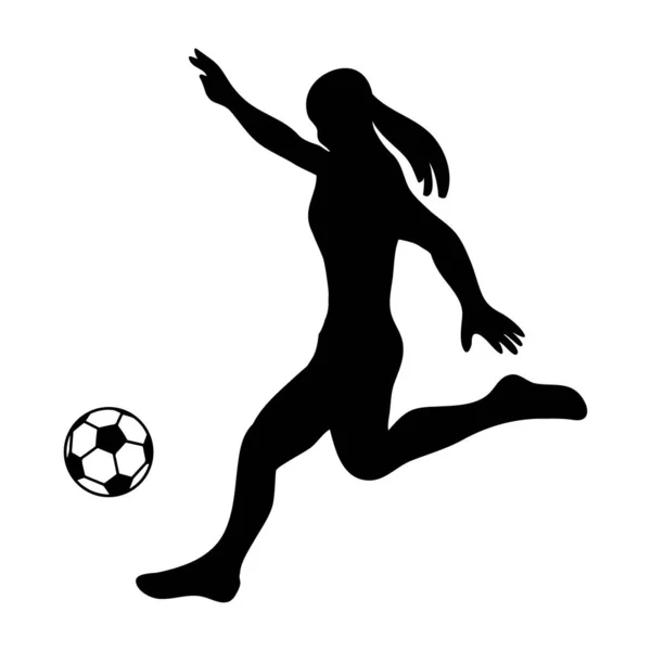 Silhouette soccer woman player. Player shooting. — Archivo Imágenes Vectoriales