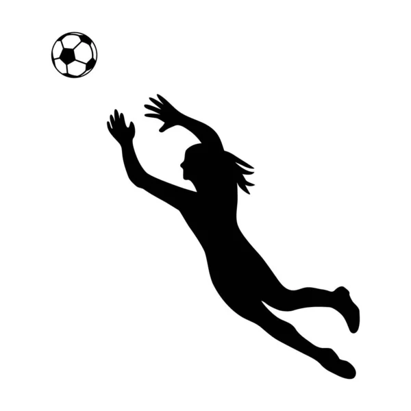 Silhouette soccer woman player. Player shooting. — Image vectorielle