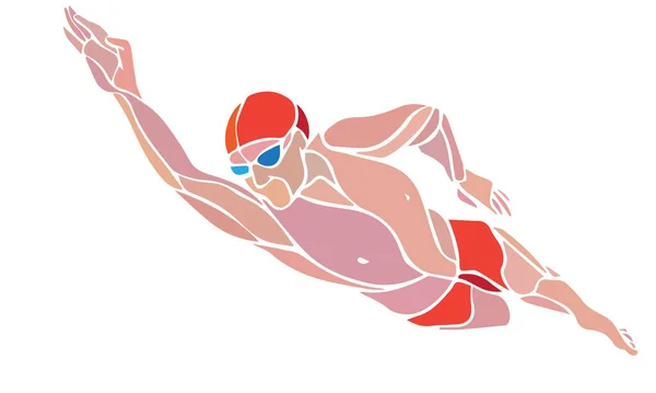 Freestyle Swimmer Silhouette. Sport swimming — Stock Vector