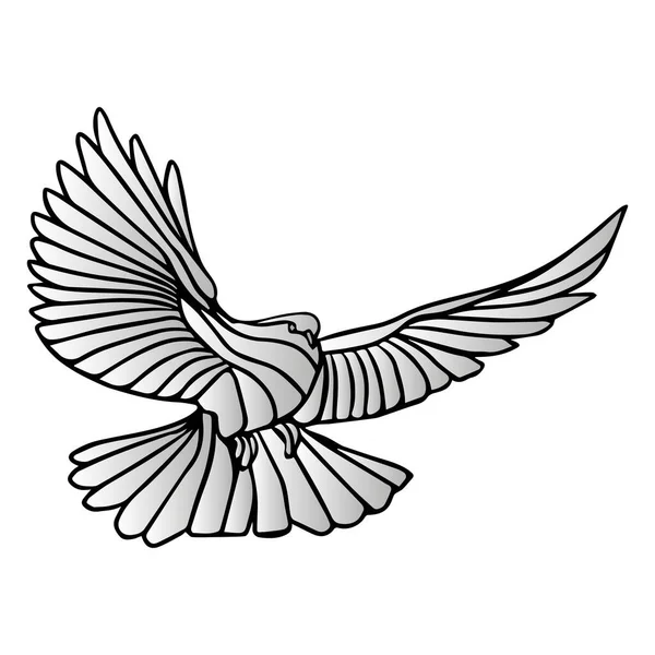 Абстрактный силуэт голубя, летящий высоко — стоковый вектор