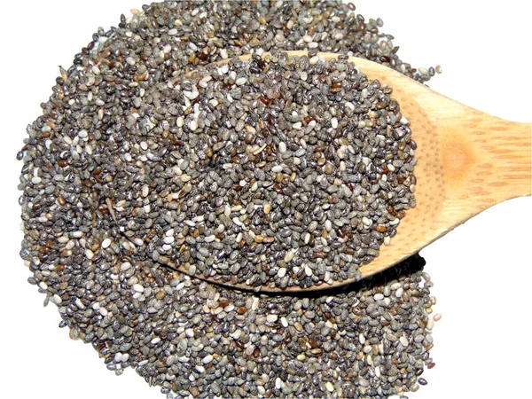 Chia Seeds Wooden Spoon — Stock Photo, Image