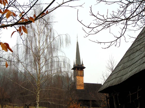 Dřevěný Ortodoxní Kostel Okrese Maramures Rumunsko — Stock fotografie