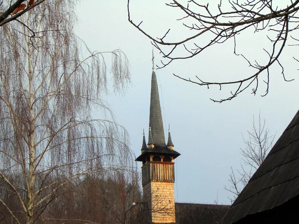 Dřevěný Ortodoxní Kostel Okrese Maramures Rumunsko — Stock fotografie