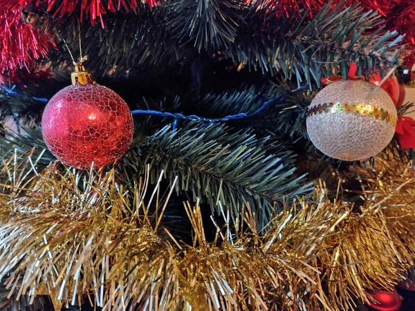 Christmas Tree Decorations Close — Stock Photo, Image
