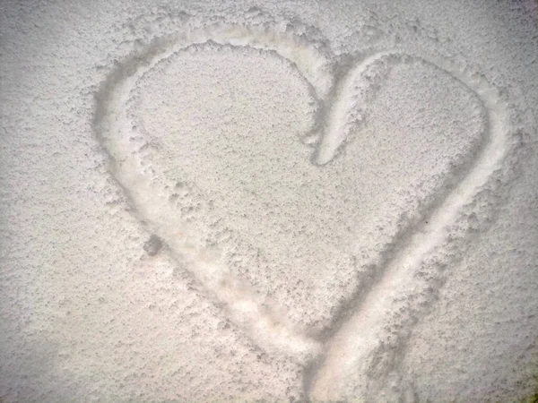 Shape Heart Made Snow — Stockfoto