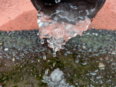 frozen water in the winter - Romania