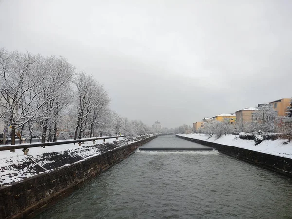 River Baia Mare City Winter — стокове фото