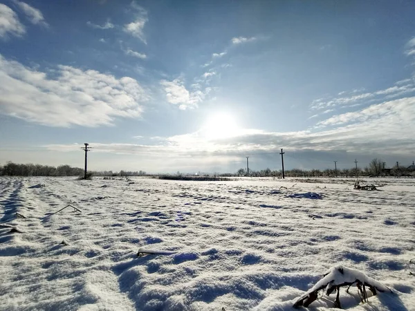 Paisaje Invernal Sol Maramures Rumania —  Fotos de Stock
