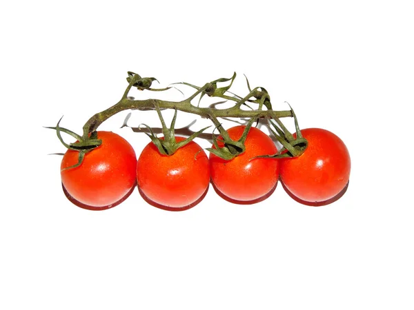 Pomidory Wiśniowe Izolowane Białym Tle — Zdjęcie stockowe