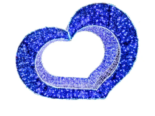 Corazón Azul Hecho Luces Ornamentales — Foto de Stock