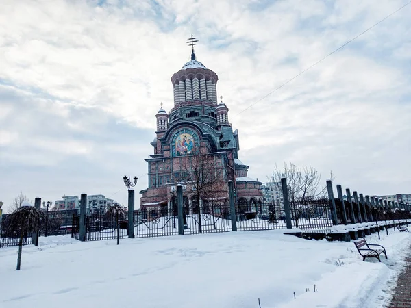 Православний Собор Місті Бая Маре Румунія Взимку — стокове фото