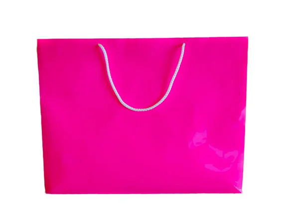 Ροζ Δώρο Τσάντα Που Απομονώνονται Λευκό — Φωτογραφία Αρχείου