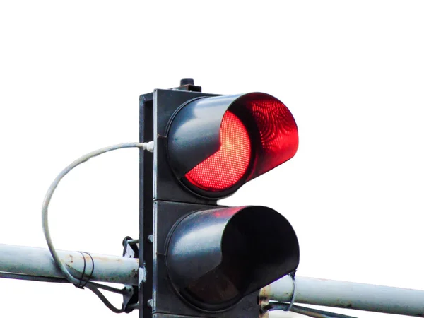 Semáforos Vermelhos Isolados Branco — Fotografia de Stock