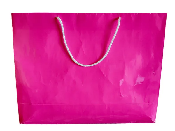 白で隔離ピンク ギフト バッグ — ストック写真