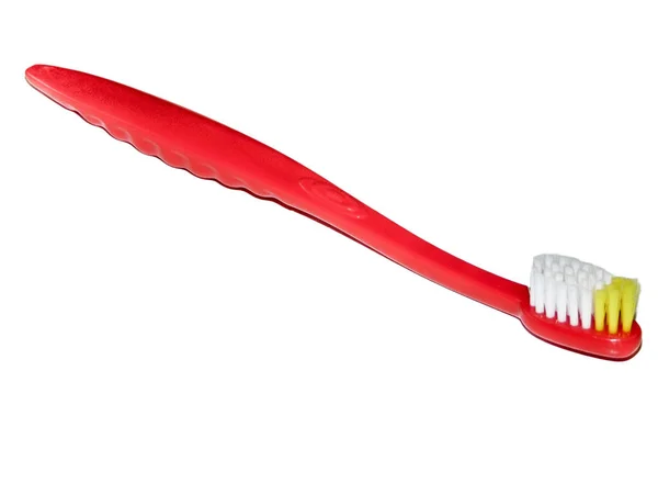 Red Toothbrush Isolated White — Stock Photo, Image