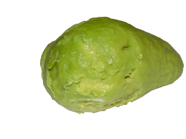 Geschilde Avocado Geïsoleerd Witte Achtergrond — Stockfoto