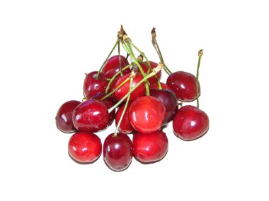 Olgun kirazlar beyaz üzerine izole edilmiş