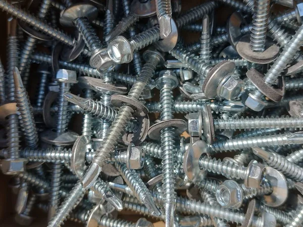 Pile New Screws Industrial — Stock Photo, Image