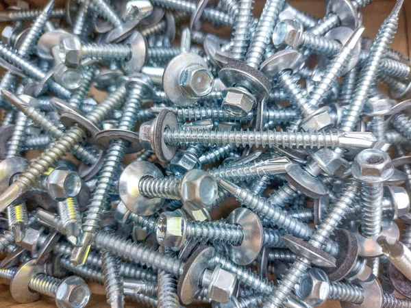 Pile New Screws Industrial — Stock Photo, Image