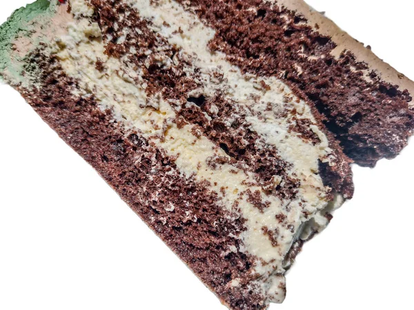 Slice Cream Cake Closeup Shot — Stockfoto