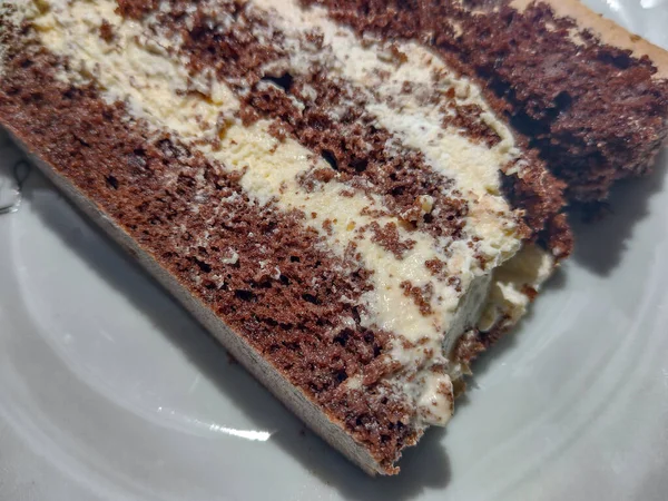 Slice Cream Cake Closeup Shot — Zdjęcie stockowe