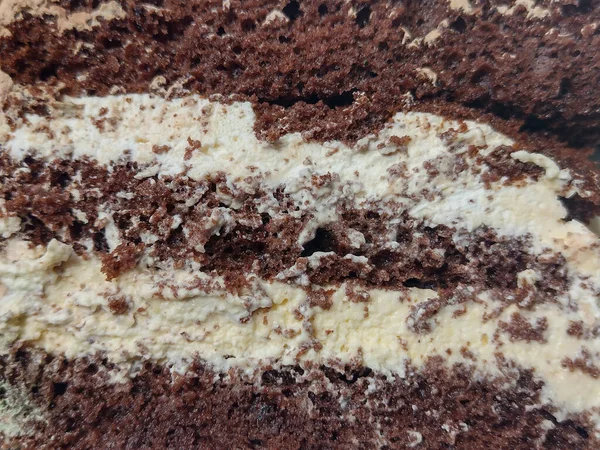 Slice Cream Cake Closeup Shot — Stockfoto