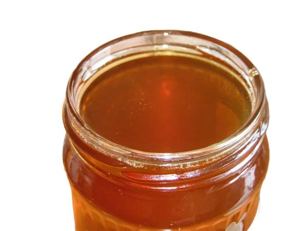 Polyfloral Bee Honing Een Pot Geïsoleerd Wit — Stockfoto