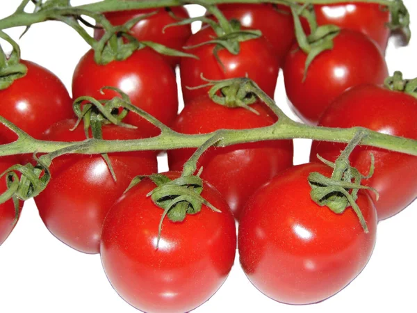Pomidory Wiśniowe Izolowane Białym Tle — Zdjęcie stockowe
