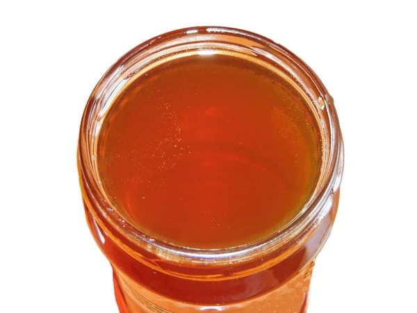 Polyfloral Bee Honing Een Pot Geïsoleerd Wit — Stockfoto