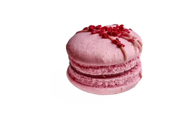 Розовый Макарон Белом Фоне — стоковое фото