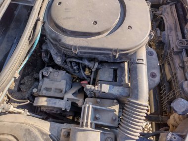 the engine and other components of a car