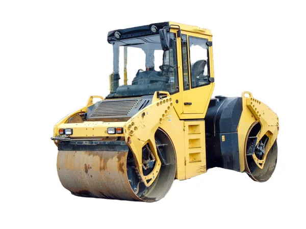 Compactor Isolated White Background Asphalt Road Roller — Foto Stock