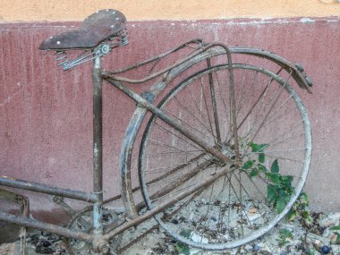 view of an old bicycle. Detail
