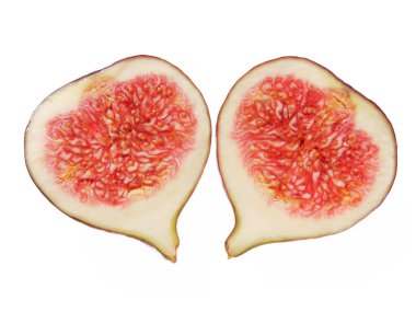 two halves of a fig. Figs isolated on white