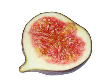 Half of a fresh fig. Fig isolated on white