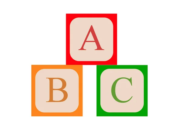 colored cubes or blocks with the letters ABC. Illustration