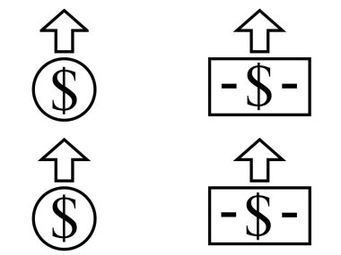 Beyaz arka planda dolarla izole edilmiş enflasyon simgeleri. Enflasyon ikonu çizimi. Şişme sembolü